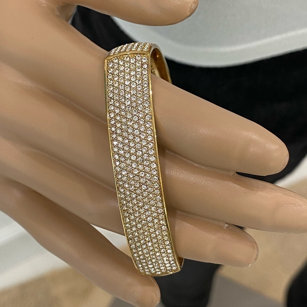 Rebecca Minkoff Goldtone, Triangular-Shaped Bracelet with Crystals